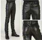 Men's Faux Leather Knight Motorcycle Pants Stretch Skinny Long Motor Trousers