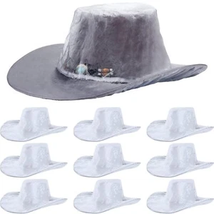 10 Pcs XL Cowboy Hat Cover Plastic Waterproof Hat Protector Elastic Rain Cover - Picture 1 of 7