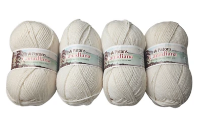 4 Patons Canadiana Ivory Cream Yarn Skeins # 104 ~ 3.5 oz Acrylic Tricot Mode - Image 1 of 4