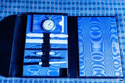 Ecritoire, Porte document en cuir, vintage assorti d'accessoires précieux - Photo 1/4