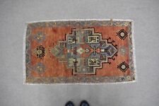 Door Mat Turkish Handmade Carpet, Vintage Turkish Small Carpet 20 x 33.4 in