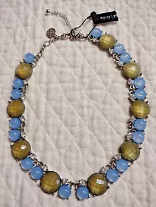 WHITE HOUSE BLACK MARKET NECKLACE, STATEMENT, CHUNKY, BLUE, GREEN, RHINESTONES - Picture 1 of 8
