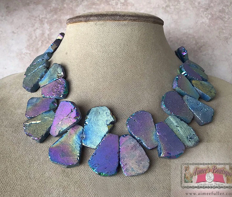 COLLAR ÁGATA Titanio PRISMA Tonos Arco Iris Joyería Distintiva Cuentas Lágrima  Foto 1 de 1