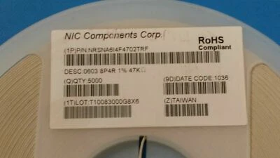 (5000 PCS) NRSNA6I4F4702TRF NIC Res Array 47K Ohm 1%, ISOL Molded 8-Pin 1206 - Image 1 of 2