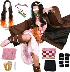 Kamado Cosplay Costume Outfit Kimono with Wig/Bamboo Large - Picture 1 of 6