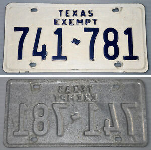 U.S. TEXAS EXEMPT Plate # 741*781