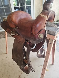 Pferdesattel Training Western 15-16" durchgehendes Leder Seil Trail Unterricht Reiten - Bild 1 von 24