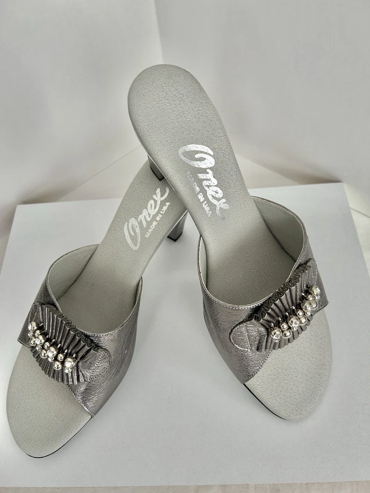 Sandalias Onex metálicas plateadas de cuero nuevas sin caja Foto 1 de 4