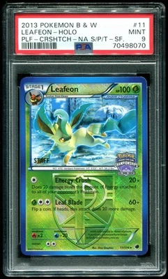 PSA 9 Leafeon Staff Holo Black & White Plasma Freeze Championships Pokemon #11 - Image 1 of 2
