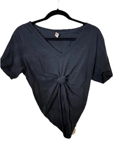 Super soft American apparel v neck Black V-Neck Knotted Women's Top Sz small - Picture 1 of 5