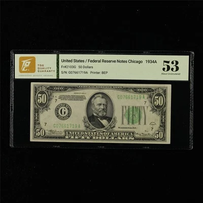 1934A Federal Reserve Bank of Chicago 50 Dollars Pick#2103G - Image 1 of 4