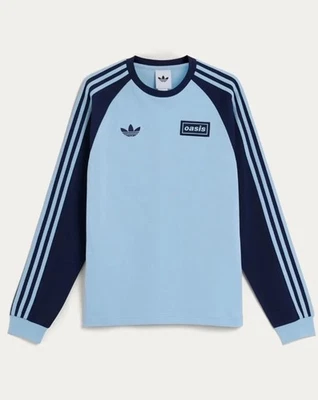 Футболка Adidas X Oasis 2025 Tour с длинным рукавом небесно-голубая большая новая с бирками - Изображение 1 из 4