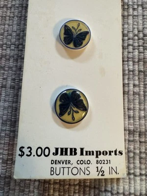 Botón blanco de 1/2 pulgada de 13 mm con mariposa azul y tapa de acrílico transparente 2 un. Foto 1 de 2