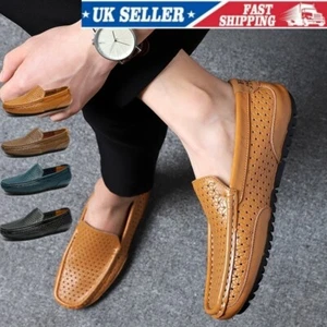 Men Genuine Leather Penny Loafers Casual Shoes Slip on Moccasins Driving Shoes - Picture 1 of 27