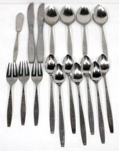 17 Pce. 1881 Rogers Oneida Stainless MONTINA INDIO Fork, Knife, Spoon - Picture 1 of 5