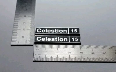 Par de emblemas con logotipo de insignia de altavoz Celestion 15 - plata cepillada  Foto 1 de 4