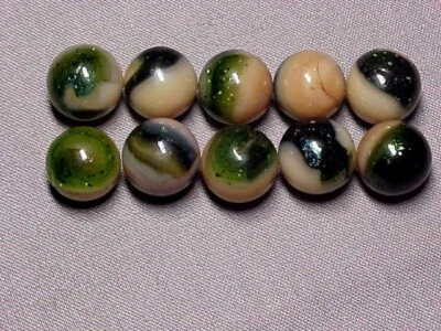 10 UV REACTIVE JABO BURMESE GLASS MARBLES WITH AVENTURINE $8.99