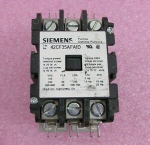 Siemens 42CF35AFAID 600 VAC 40 AMP 20 HP 50 AMP/RES COIL: 120 VAC