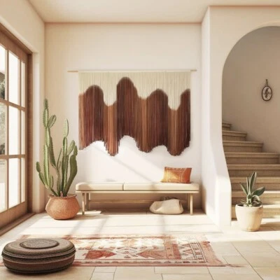 NUEVO Tapiz Anthropologie XL Boho Macramé Tejido Hilo Teñido Colgante de Pared - 58" Foto 1 de 4