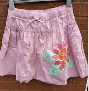 Mini Boden-sz 5/6-Appliqué-Skirt-Pink-Floral-elastic Waist - Picture 1 of 4
