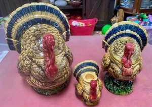 Vtg Napcoware Thanksgiving Turkey Soup Tureen Gravy Boat & Candle Holder Read - Picture 1 of 23