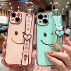 Cute Smile Case For iPhone 14 13 12 11 15 Pro Max XS 8 Wrist Strap Stand Cover 