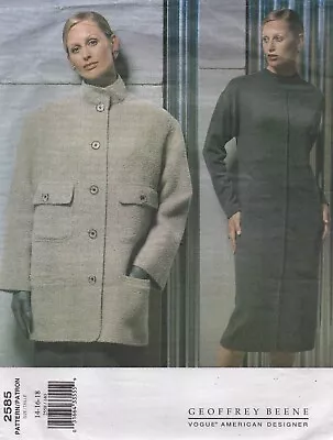 Vogue Sewing Pattern 2585 Jacket Oversize & Knit Fabric Dress Fitted Size 14 - Image 1 of 4