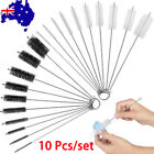 10Pcs Set Nylon Straw Brush Cleaner Bottle Tube Pipe Small Long Tool White/Black