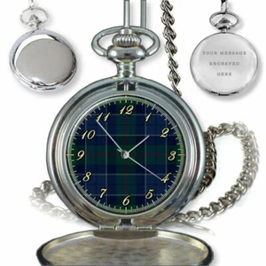 LESLIE SCOTTISH CLAN TARTAN POCKET WATCH ANNIVERSARY CHRISTMAS GIFT ENGRAVING - Picture 1 of 9