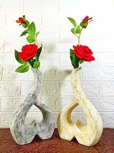 70s Vintage Style Swan Shaped (Set Of 2) Textured Vase For Home Decor - Picture 1 of 5