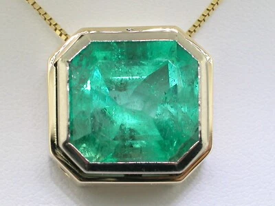 Smaragd Anhänger 750 Gelbgold 18Kt Gold kolumbianischer Smaragd 18ct Zertifikat - Bild 1 von 4