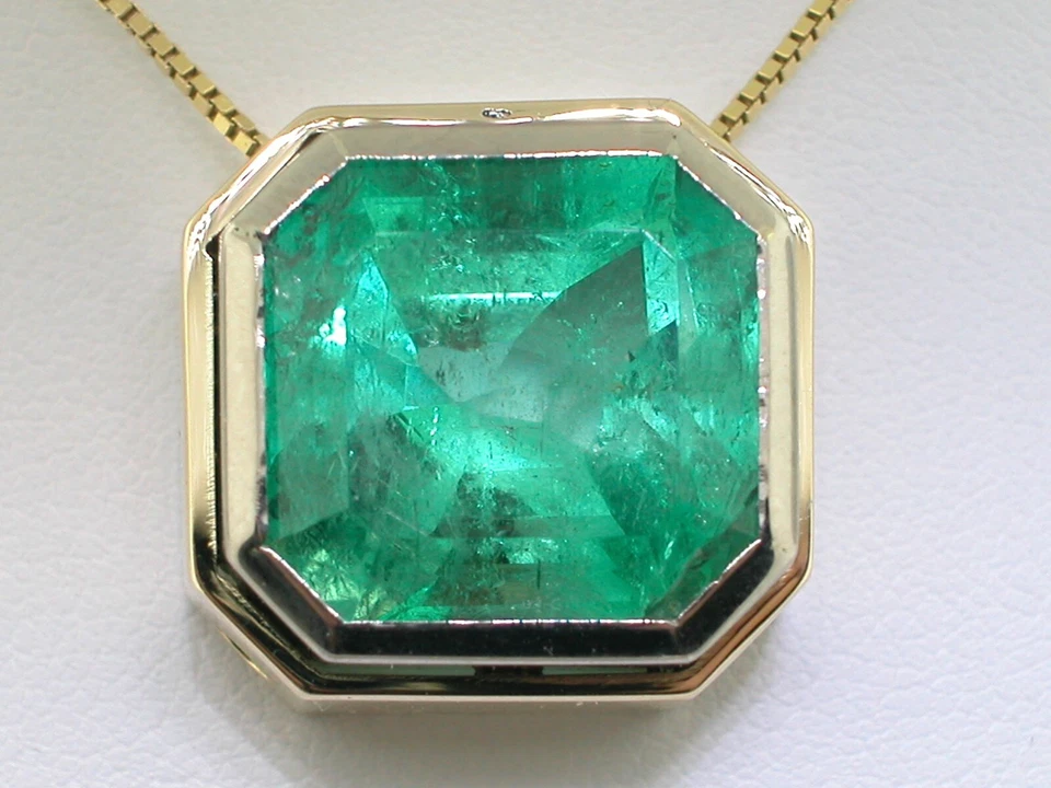 Smaragd Anhänger 750 Gelbgold 18Kt Gold kolumbianischer Smaragd 18ct Zertifikat - Bild 1 von 4