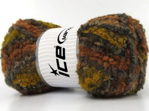 2-Skein Lot Boucle Wool Magic Yarn Superbulky 2x150g Grey Copper Gold - Picture 1 of 4