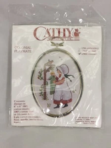 Cathy Needlecraft Vintage Embroidery Kit Colonial Playmate 1296C with Frame - Picture 1 of 2