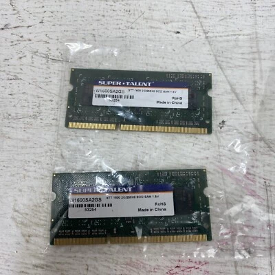 4GB 2X2GB Super Talent Micron W1600SA2GS Memory PC3-1600 DDR3 SODIM  - Image 1 of 2