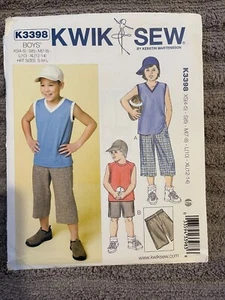 Kwik Nähmuster K3348 Jungen Pullover ärmellose Shirts ~ Anziehshorts ~ Mütze XS-XL - Bild 1 von 2