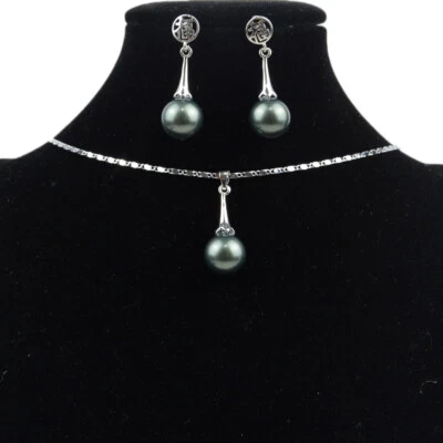 Conjunto de joyas pendientes collar colgante de jade concha natural para mujer regalo de boda Foto 1 de 4