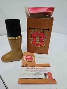 Vintage Avon Boot Decanter - Leather Cologne Spray With Box  Feels-3/4 Full - Picture 1 of 3