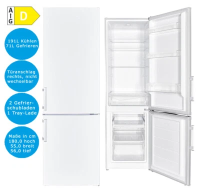 Wolkenstein Kühl-Gefrierkombination weiß 262 Liter EEK:D Kühlschrank - Bild 1 von 4