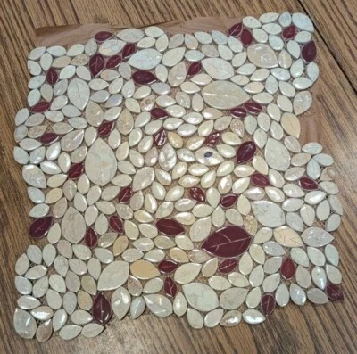 Vintage Made In Japan Multi-Color Porcelain Leaves Wall Tile Floor Pool Tile - Image 1 of 4