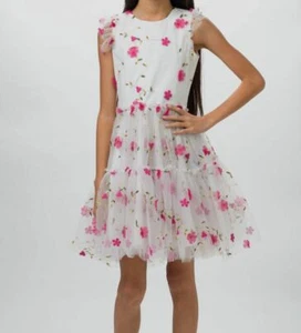 $294 Zoe Ltd Kids Girl's Pink Sleeveless Scattered Floral Dress Size 16 - Picture 1 of 1