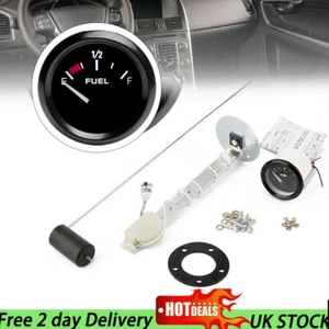 2" Universal 12V Fuel Level Meter Dial Gauge Kit E-1/2-F Black&Fuel Sensor UK - Picture 1 of 11