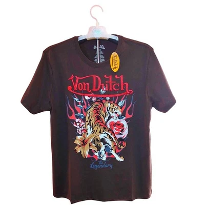 Camiseta para hombre Von Dutch The Legendary Tiger estampado gráfico marrón chocolate XL Foto 1 de 4