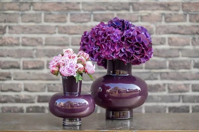 Dutz Vase MODEST, Farbe Pflaume, H 20 cm, D 18 cm, Glas mundgeblasen, klein - Bild 1 von 2