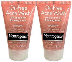 Neutrogena Oil Free Pink Grapefruit Acne Face Wash Facial Scrub 2oz -Pack of 2 - Picture 1 of 4