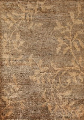 Brown/ Gold Abstract Area Rug 6x7 Contemporary Nature Print Handmade Modern Rug - Image 1 of 4