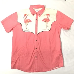 Boozelele Flamingo Martini Shirt Men's Size XL Western Pink Short Sleeve - Picture 1 of 8