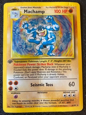 Machamp 8/102 Base Set 1st edition (1999) Vintage WOTC Holo Rare - DMG - Image 1 of 2