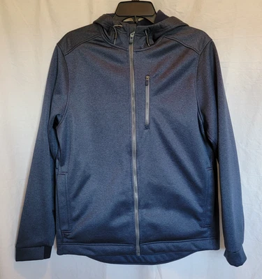 Chaqueta softshell pequeña con capucha azul marino jaspeado forrada de lana cremallera completa IZOD para hombre Foto 1 de 4