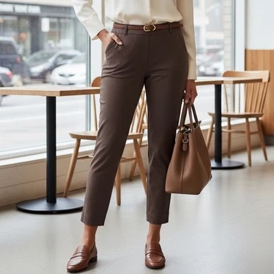 Soft Surroundings Chocolate Brown Ankle Length Pants PL Petite Large Stretch - Image 1 of 4